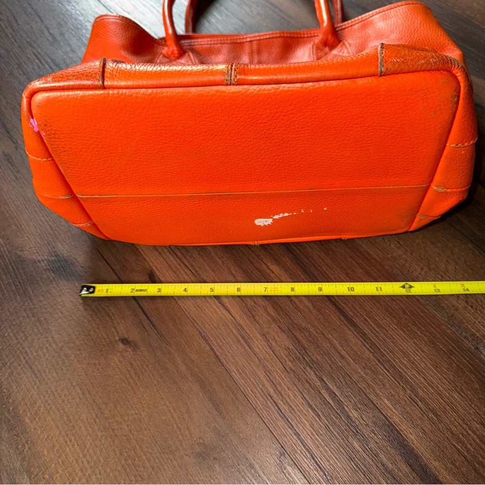 Crate&Barrel Orange Leather Tote Bag - Picture 10 of 11